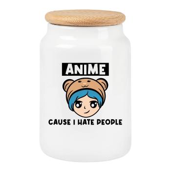 Zeichentrick Manga Comic Cosplay Anime Statement - Keksdose mit Holzdeckel - Weiß - Vorne