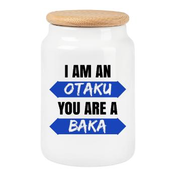 Baka Statement Otaku Anime Japan Manga Pop Culture - Cookie Jar with Wooden Lid - white - Front