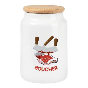 Boucher - Boîte à biscuits avec couvercle en bois - blanc - Devant