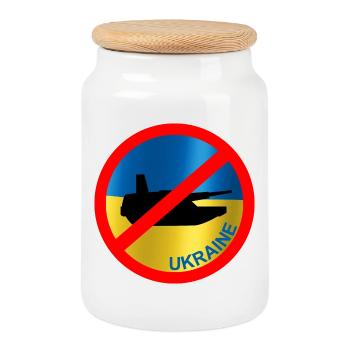 Ukraine Flag Peace - Cookie Jar with Wooden Lid - white - Front
