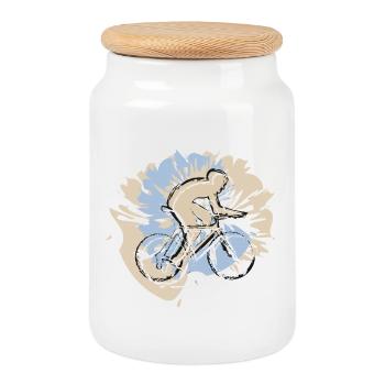Your sport, your style! Cycling in a cool outfit - Cookie Jar with Wooden Lid - white - Front