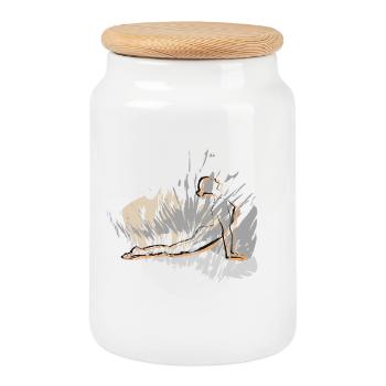 Sun salutation, the perfect yoga style for you - Cookie Jar with Wooden Lid - white - Front