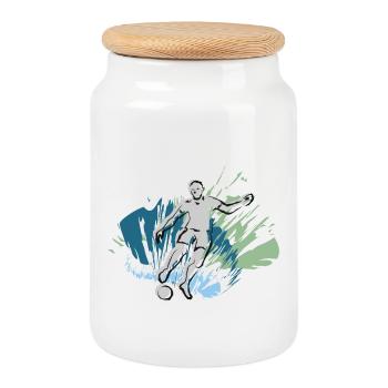 Cool design for the whole football team - Cookie Jar with Wooden Lid - white - Front