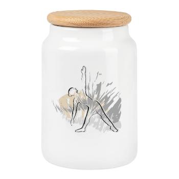 Triangle Yoga motif for yoga friends - Cookie Jar with Wooden Lid - white - Front
