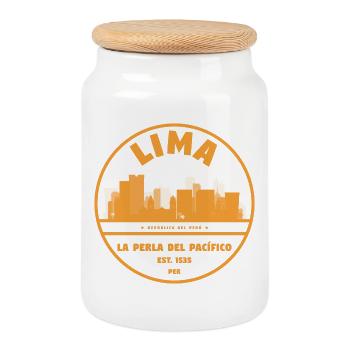 Lima Skyline – La Perla del Pacífico - Boîte à biscuits avec couvercle en bois - blanc - Devant