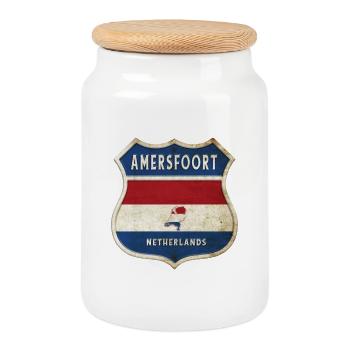 Amersfoort Niederlande Wappen Design - Keksdose mit Holzdeckel - Weiß - Vorne