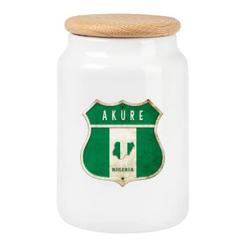 Design du drapeau d'Akure Nigeria - Boîte à biscuits avec couvercle en bois - blanc - Devant