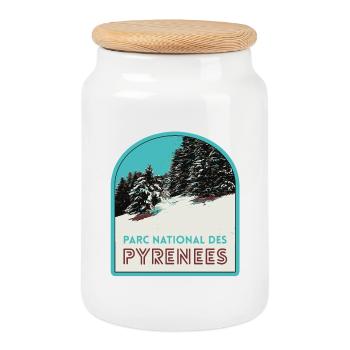 Pyrenäen-Nationalpark unter dem Schnee - Keksdose mit Holzdeckel - Weiß - Vorne
