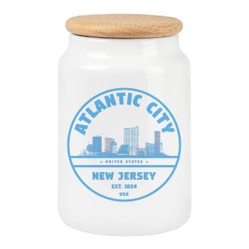 Atlantic City Skyline Jersey - Keksdose mit Holzdeckel - Weiß - Vorne
