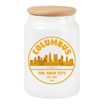 Columbus Arch City Skyline - Keksdose mit Holzdeckel - Weiß - Vorne