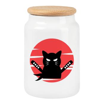 Cosplay Anime Manga Katze Zeichentrick Popkultur - Keksdose mit Holzdeckel - Weiß - Vorne