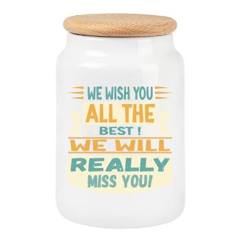 We wish you all the best - We will really miss you - Keksdose mit Holzdeckel - Weiß - Vorne