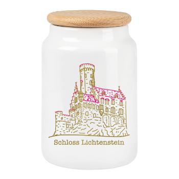Schloss Lichtenstein, Märchenschloss, Deutschland - Keksdose mit Holzdeckel - Weiß - Vorne