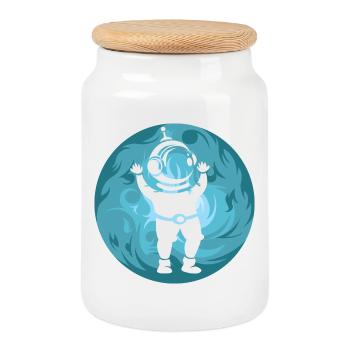 Astronaut moon Cosmos Mond space Symbol - Keksdose mit Holzdeckel - Weiß - Vorne