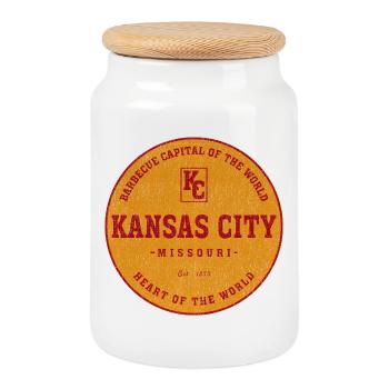 Emblème du barbecue de Kansas City - Boîte à biscuits avec couvercle en bois - blanc - Devant