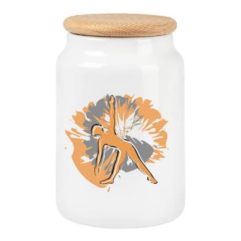Yoga style 2025 with friends - Cookie Jar with Wooden Lid - white - Front