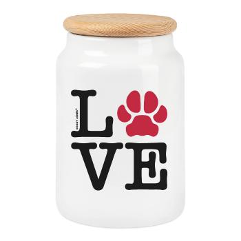 LOVE - Cookie Jar with Wooden Lid - white - Front