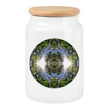 Natur Mandala Frühling in Nbg Erlenstegen - Keksdose mit Holzdeckel - Weiß - Vorne