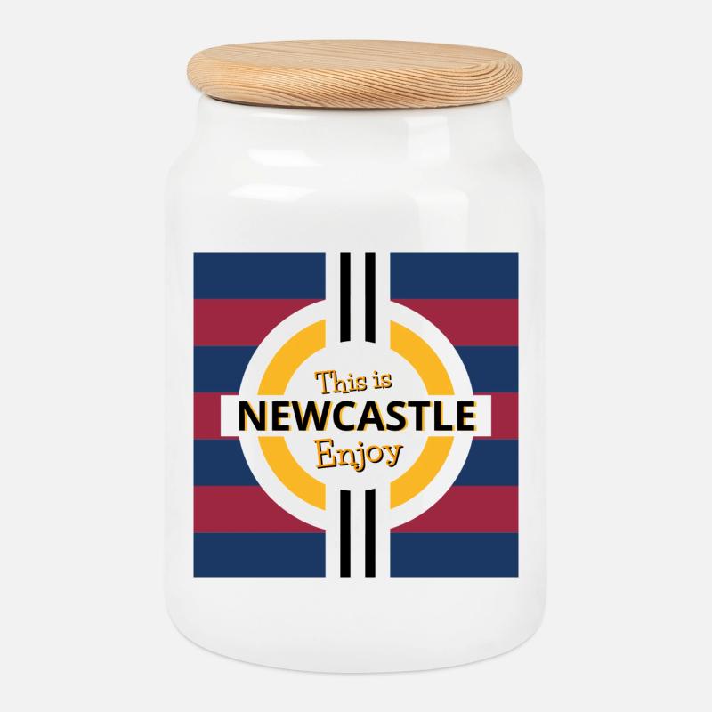 C’est Newcastle Enjoy - Boîte à biscuits avec couvercle en bois - blanc
