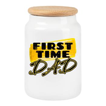 Parents Papa Enceinte Bébé Bonheur Déclaration de famille - Boîte à biscuits avec couvercle en bois - blanc - Devant