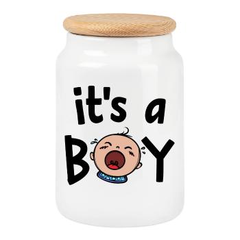 Déclaration de la famille enceinte Grossesse Bébé - Boîte à biscuits avec couvercle en bois - blanc - Devant