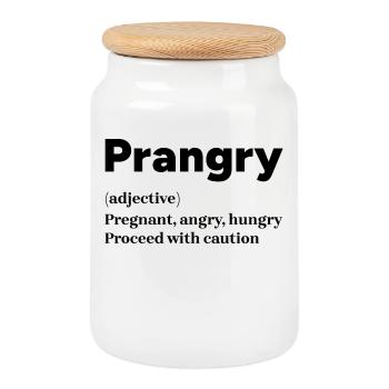 Offspring Mother Statement Baby Pregnant Family - Cookie Jar with Wooden Lid - white - Front