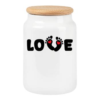 Enceinte Coeur Bébé Pieds Grossesse Mère - Boîte à biscuits avec couvercle en bois - blanc - Devant