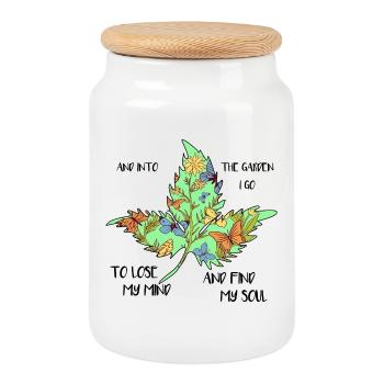 into the garden I go gardener hobby gardener gift - Cookie Jar with Wooden Lid - white - Front