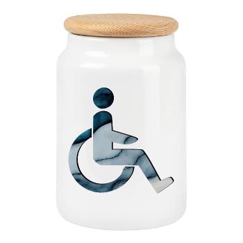 WHEELCHAIR WHEELCHAIR USER - Cookie Jar with Wooden Lid - white - Front
