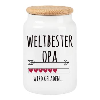 werdender Opa Schwangerschaft Geschenk - Keksdose mit Holzdeckel - Weiß - Vorne