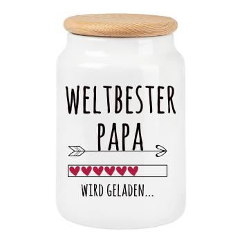 werdender Papa Schwangerschaft Geschenk - Keksdose mit Holzdeckel - Weiß - Vorne