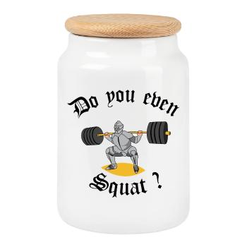 Knight Weightlifter - Cookie Jar with Wooden Lid - white - Front