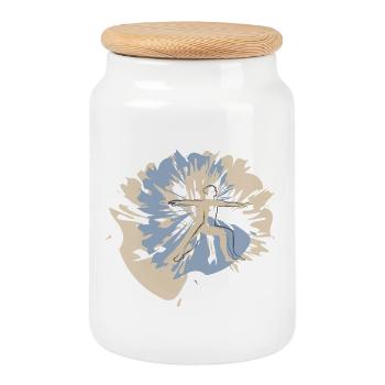 Rikle's Yoga Design - Cookie Jar with Wooden Lid - white - Front