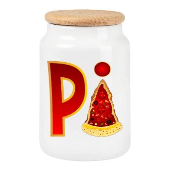PIZZA MATHEMATIK - PI - Keksdose mit Holzdeckel - Weiß - Vorne