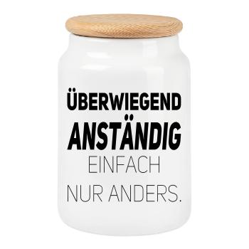 Anständig einfach nur anders - Keksdose mit Holzdeckel - Weiß - Vorne