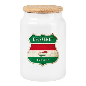 Design du drapeau de la Hongrie à Kecskemét - Boîte à biscuits avec couvercle en bois - blanc - Devant