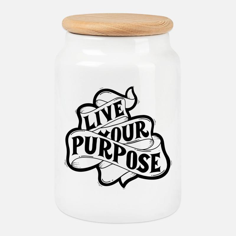 live your purpose - Cookie Jar with Wooden Lid - white