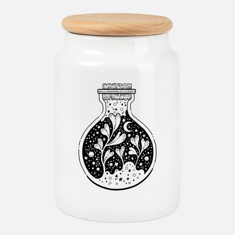 growing natural magic potion - Cookie Jar with Wooden Lid - white