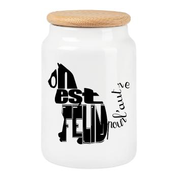 On est félin pour l'autre - Boîte à biscuits avec couvercle en bois - blanc - Devant