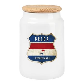 Breda Niederlande Wappen Design - Keksdose mit Holzdeckel - Weiß - Vorne