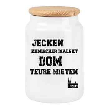 Jecken Dom Köln - Keksdose mit Holzdeckel - Weiß - Vorne