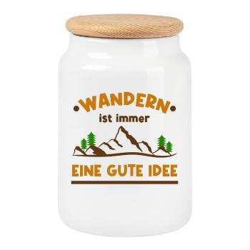 Naturerlebnis Touren Wandern Berge Statement - Keksdose mit Holzdeckel - Weiß - Vorne