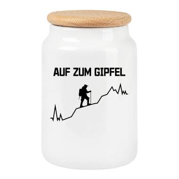 Gipfel Statement bergsteigen Wanderwege Wandern - Keksdose mit Holzdeckel - Weiß - Vorne