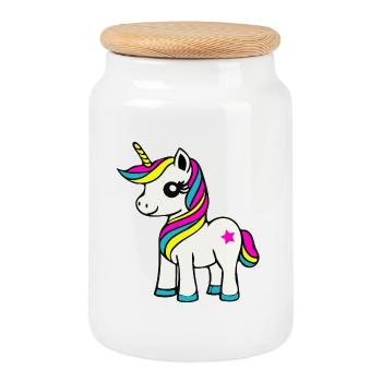 Licorne - Boîte à biscuits avec couvercle en bois - blanc - Devant