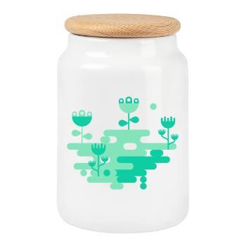 The Blob Garden L Mint & Green - Cookie Jar with Wooden Lid - white - Front