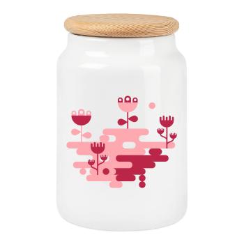 The Blob Garden l Pink & Viva Magenta - Cookie Jar with Wooden Lid - white - Front