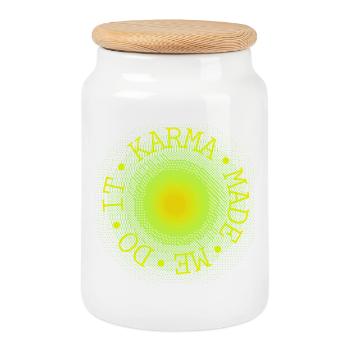 Cercle Néon Sunburst - Boîte à biscuits avec couvercle en bois - blanc - Devant