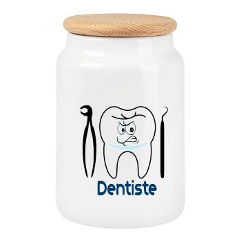 Dentist - Cookie Jar with Wooden Lid - white - Front