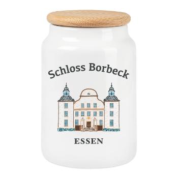 Essen, emblématique château de Borbeck, région de la Ruhr - Boîte à biscuits avec couvercle en bois - blanc - Devant