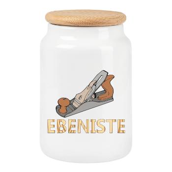 Ebeniste - Boîte à biscuits avec couvercle en bois - blanc - Devant